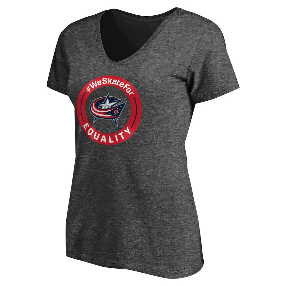 NHL Columbus Blue Jackets Women's #WeSkateFor V-Neck T-Shirt - Heather Gray