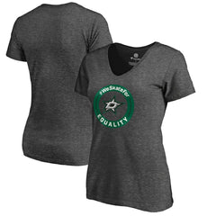 NHL Dallas Stars Women's #WeSkateFor V-Neck T-Shirt - Heather Gray