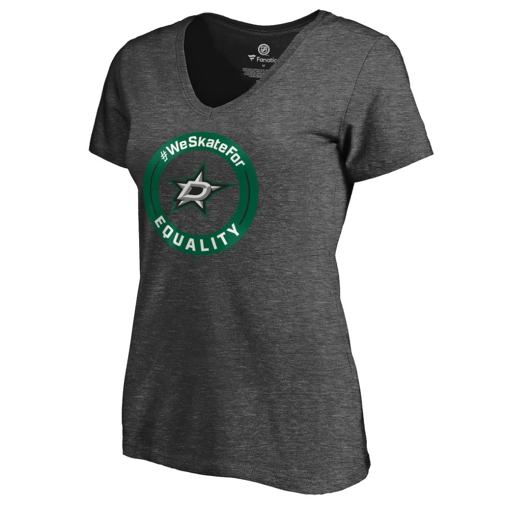 NHL Dallas Stars Women's #WeSkateFor V-Neck T-Shirt - Heather Gray