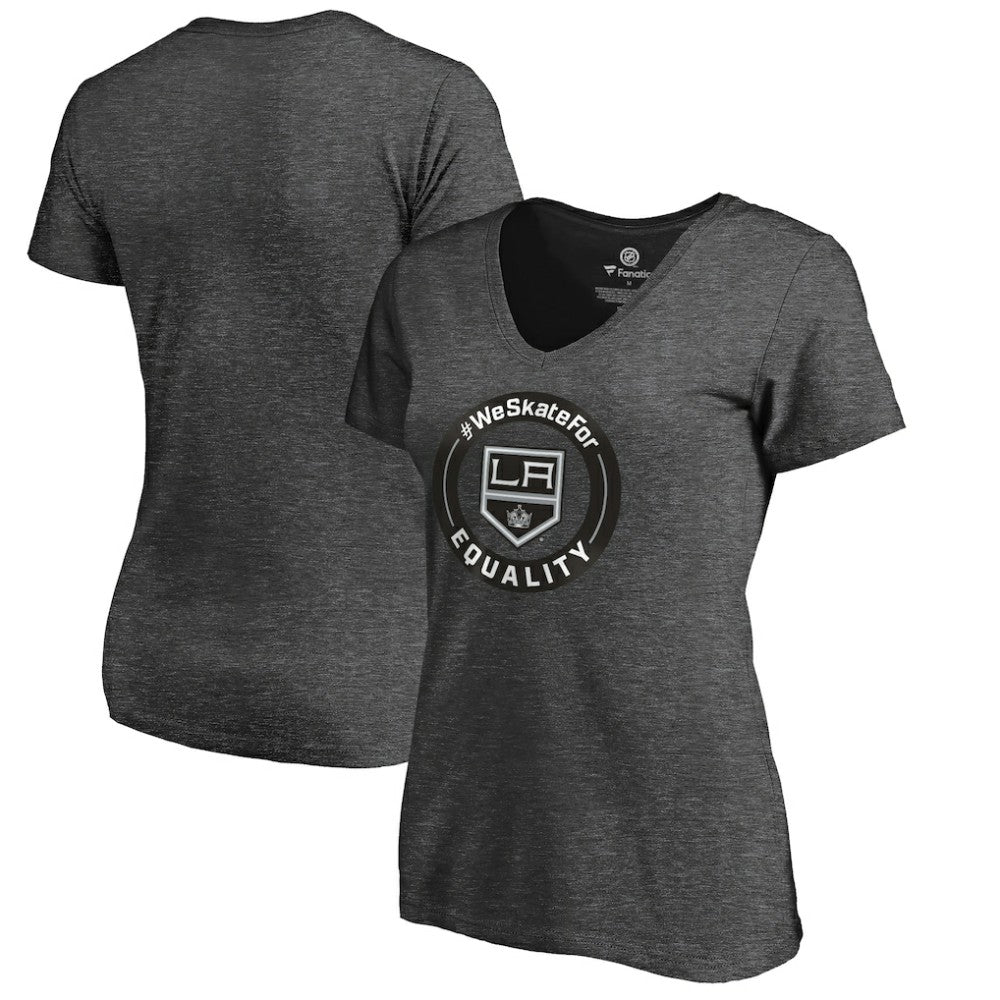 NHL Los Angeles Kings Women's #WeSkateFor V-Neck T-Shirt - Heather Gray
