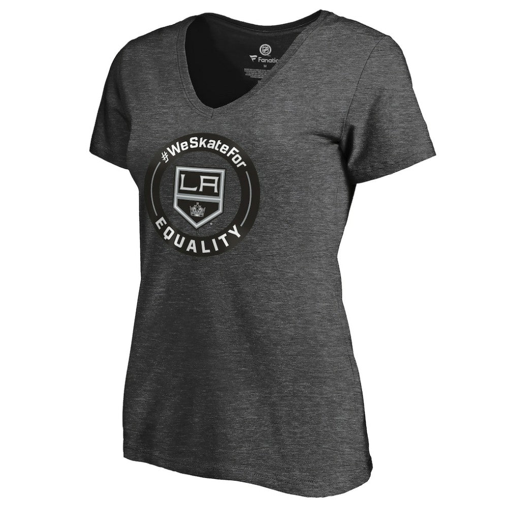 NHL Los Angeles Kings Women's #WeSkateFor V-Neck T-Shirt - Heather Gray