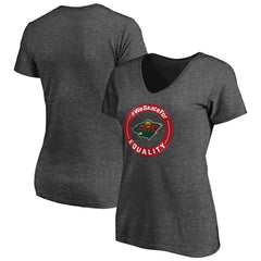NHL Minnesota Wild Women's #WeSkateFor V-Neck T-Shirt - Heather Gray
