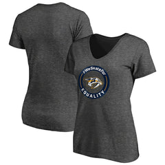 NHL Nashville Predators Women's #WeSkateFor V-Neck T-Shirt - Heather Gray