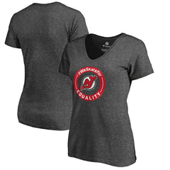 NHL New Jersey Devils Women's #WeSkateFor V-Neck T-Shirt - Heather Gray