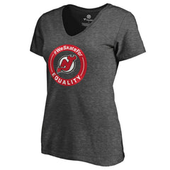 NHL New Jersey Devils Women's #WeSkateFor V-Neck T-Shirt - Heather Gray