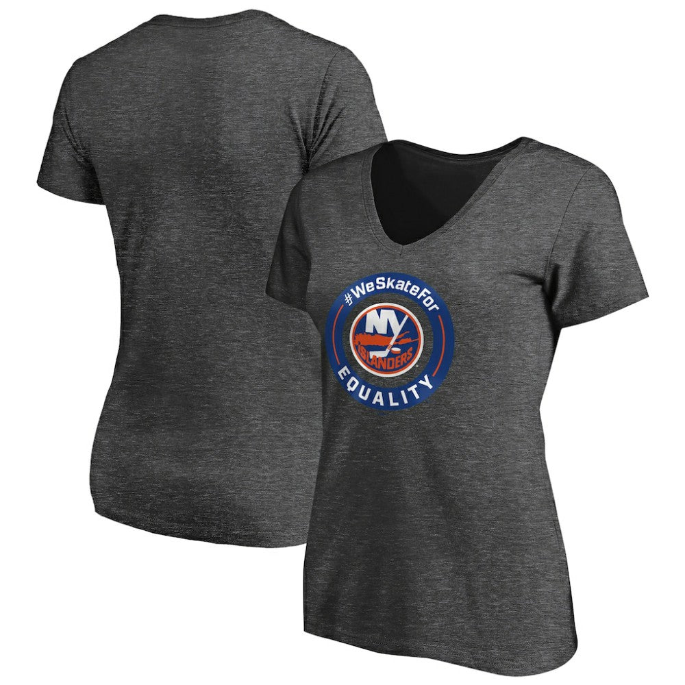 NHL New York Islanders Women's #WeSkateFor V-Neck T-Shirt - Heather Gray