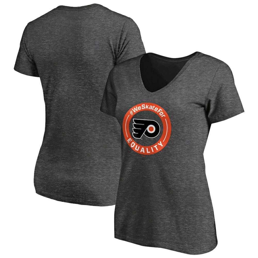NHL Philadelphia Flyers Women's #WeSkateFor V-Neck T-Shirt - Heather Gray
