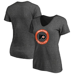 NHL Philadelphia Flyers Women's #WeSkateFor V-Neck T-Shirt - Heather Gray