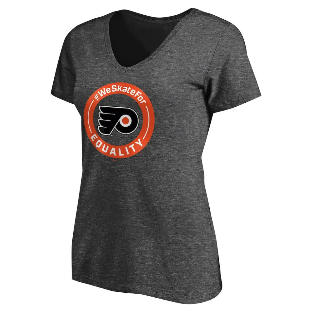 NHL Philadelphia Flyers Women's #WeSkateFor V-Neck T-Shirt - Heather Gray