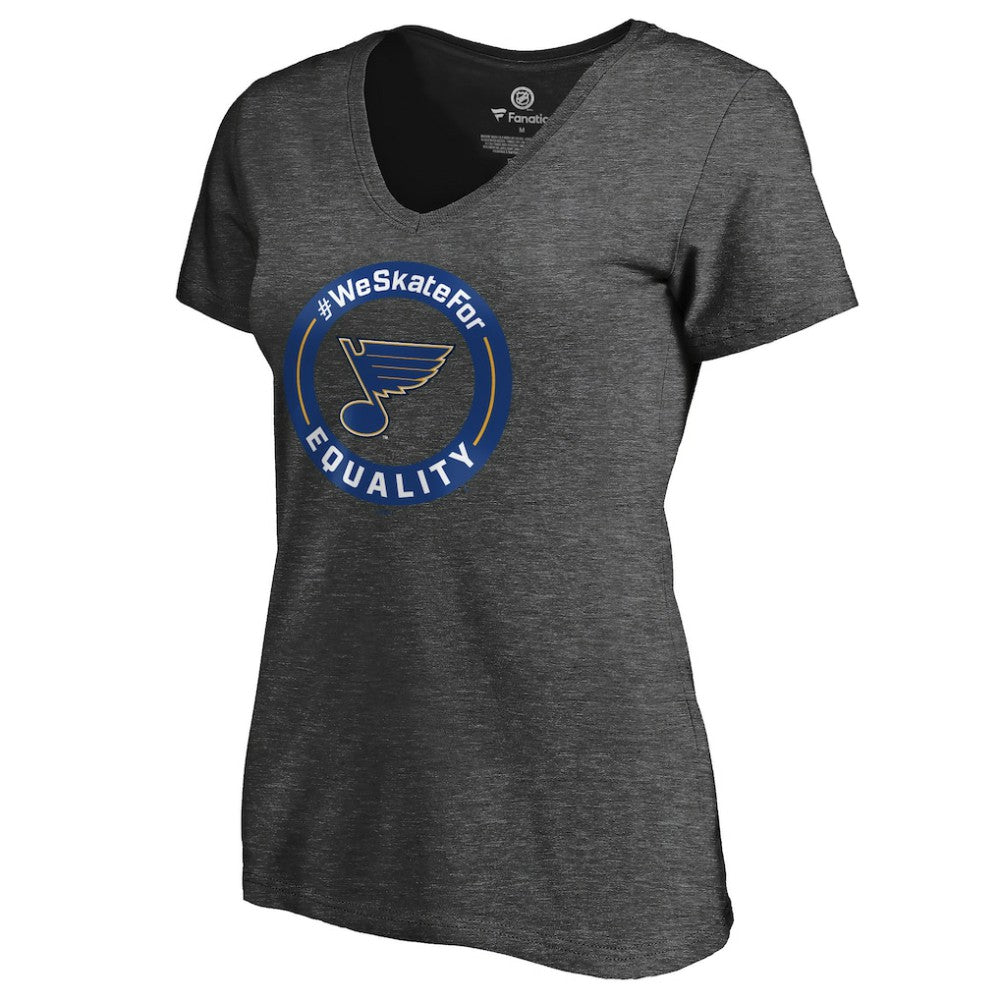 NHL St. Louis Blues Women's #WeSkateFor V-Neck T-Shirt - Heather Gray