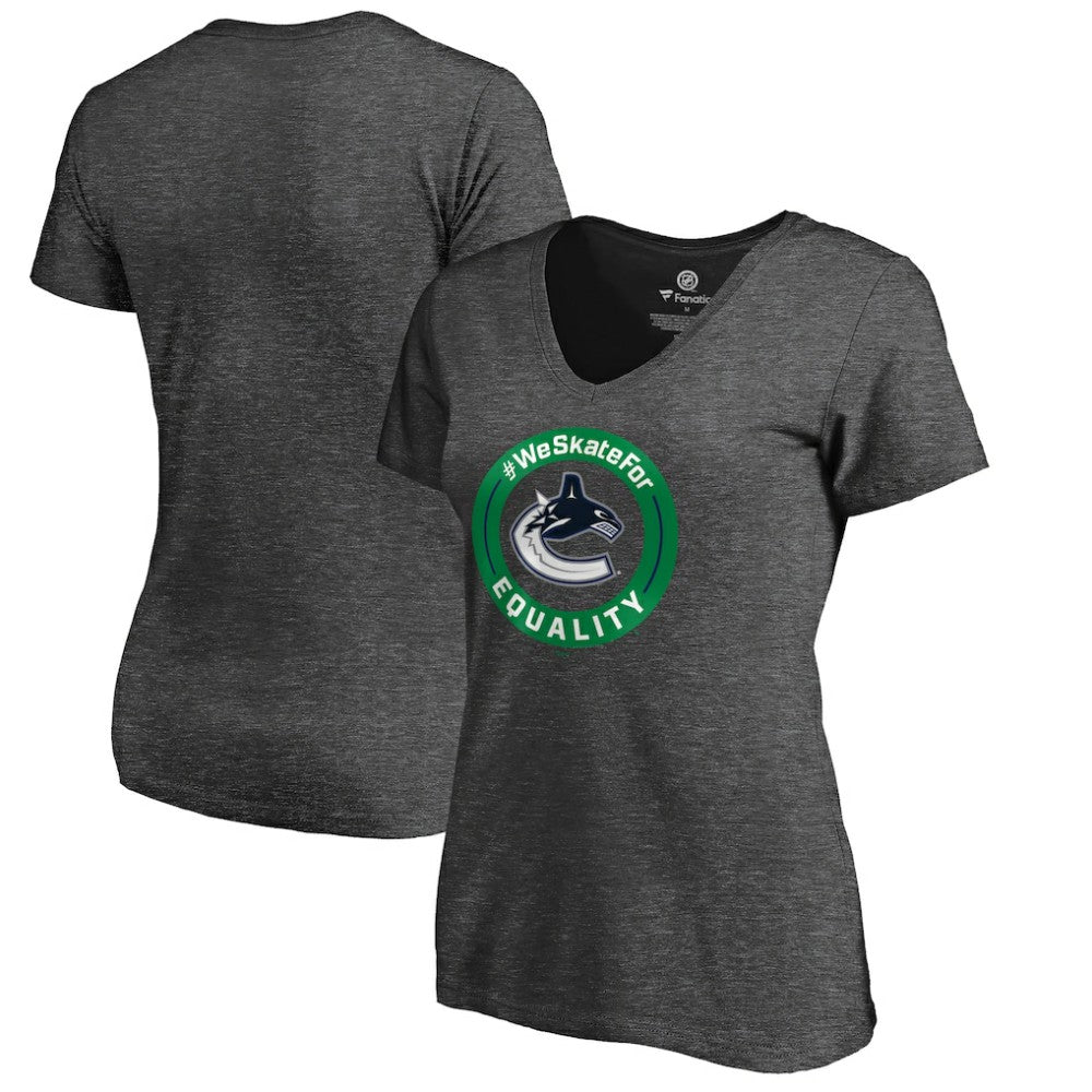 NHL Vancouver Canucks Women's #WeSkateFor V-Neck T-Shirt - Heather Gray