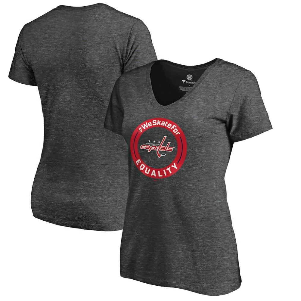 NHL Washington Capitals Women's #WeSkateFor V-Neck T-Shirt - Heather Gray