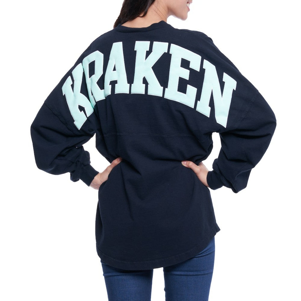 NHL Seattle Kraken Fanatics Women's Lace Up Long Sleeve Spirit Top - Navy