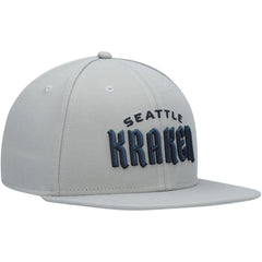 NHL Seattle Kraken Fanatics Wordmark Logo Snapback Hat - Gray