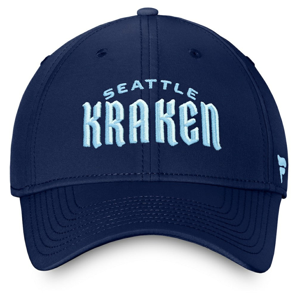 NHL Seattle Kraken Fanatics Wordmark Flex Hat - Deep Sea Blue