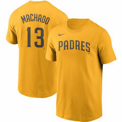 Manny Machado San Diego Padres Nike Name & Number T-Shirt - Gold T-shirts