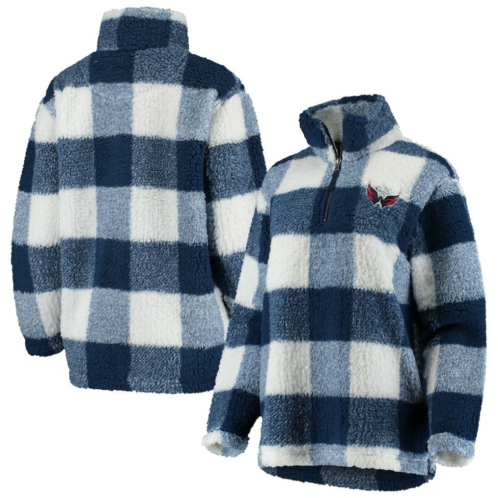 NHL Washington Capitals G-III 4Her by Carl Banks Women's Plaid Sherpa Quarter-Zip Jacket - Navy/White