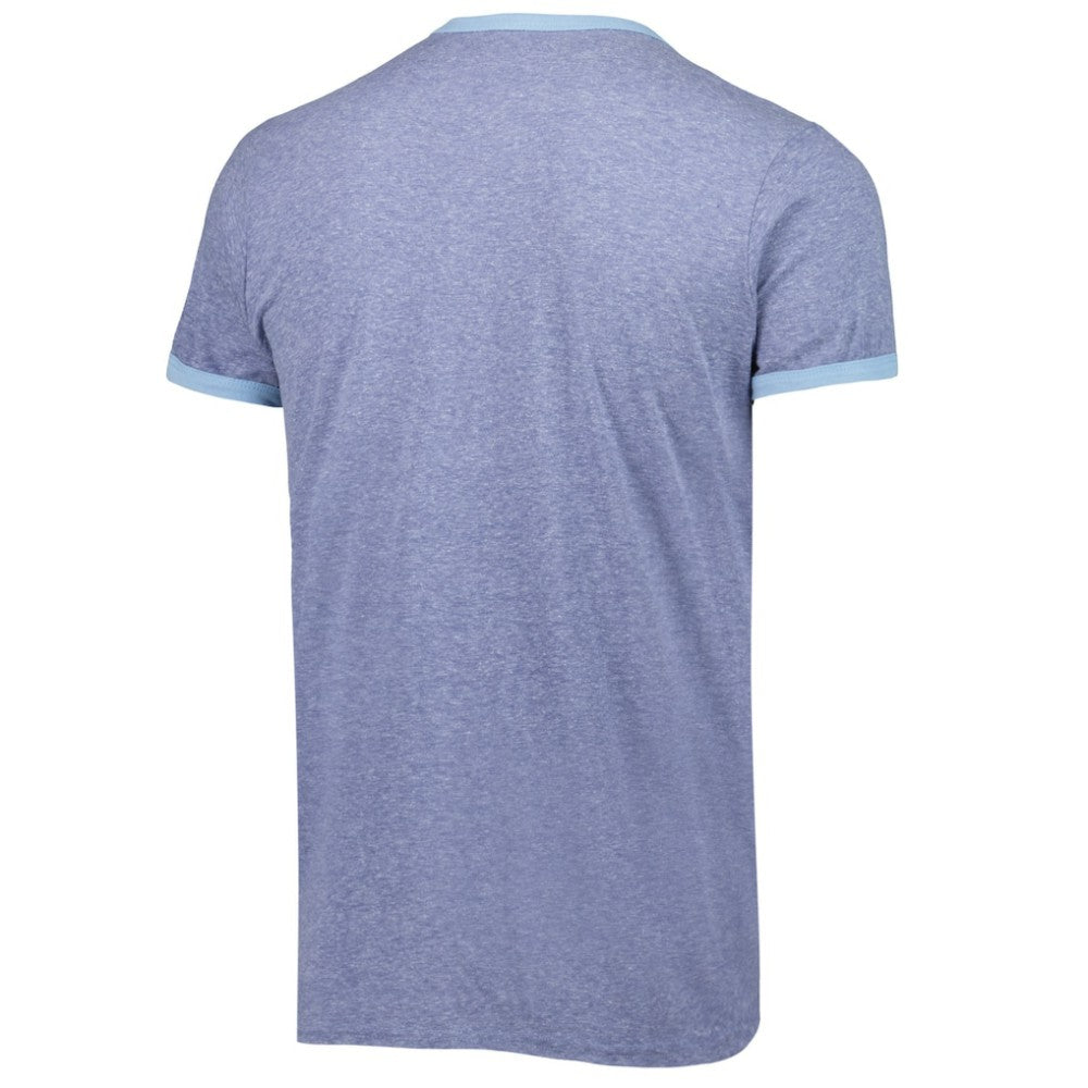 NHL Seattle Kraken Fanatics Buzzer Beater Tri-Blend Ringer T-Shirt - Heathered Deep Sea Blue