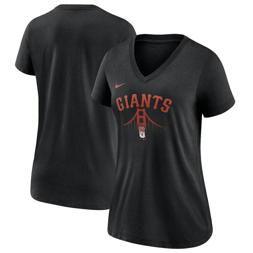 San Francisco Giants Nike Women's City Connect Tri-Blend V-Neck T-Shirt - Black T-shirts
