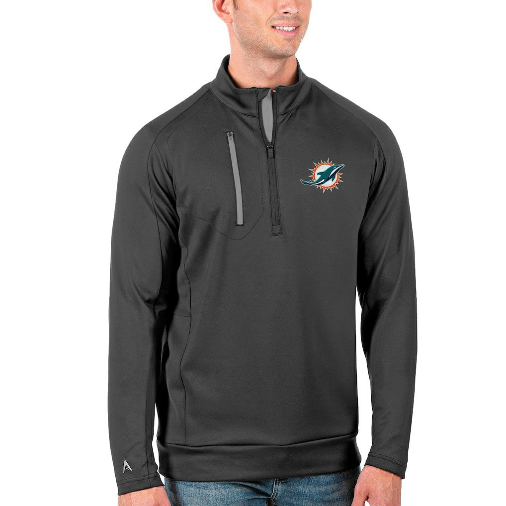 Miami Dolphins Antigua Generation Quarter-Zip Pullover Jacket Charcoal/Silver