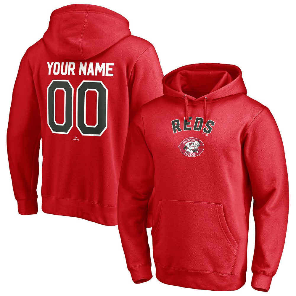 Cincinnati Reds Cooperstown Winning Streak Personalized Name & Number Pullover Hoodie - Red Hoodies
