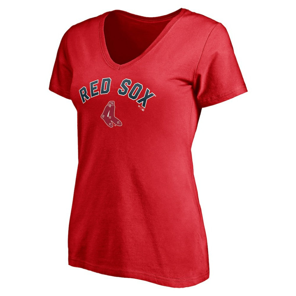 Boston Red Sox Women's Cooperstown Winning Streak Personalized Name & Number V-Neck T-Shirt - Red T-shirts