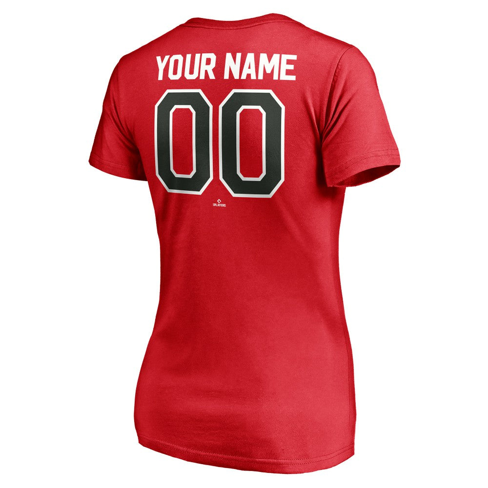 Cincinnati Reds Women's Cooperstown Winning Streak Personalized Name & Number V-Neck T-Shirt - Red T-shirts