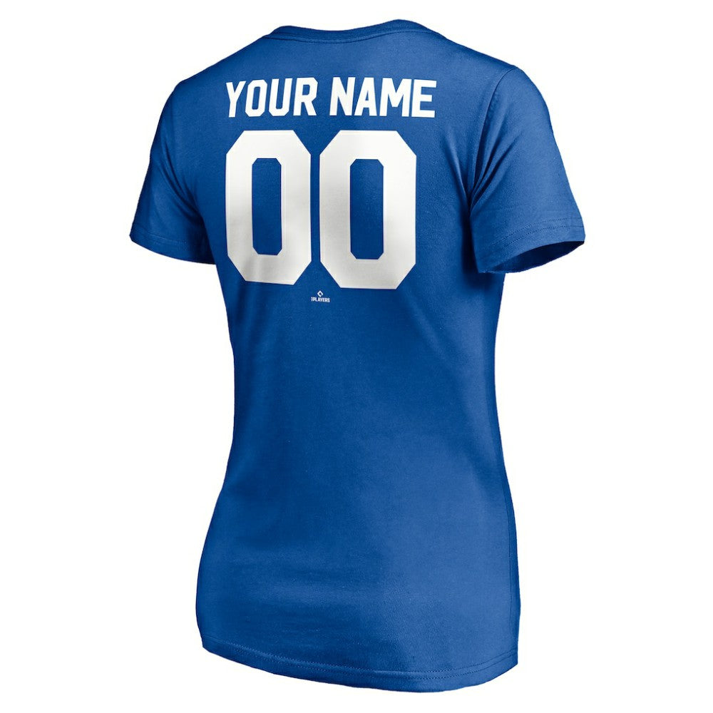 Los Angeles Dodgers Women's Cooperstown Winning Streak Personalized Name & Number V-Neck T-Shirt - Royal T-shirts