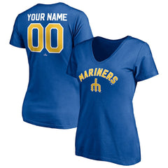 Seattle Mariners Women's Cooperstown Winning Streak Personalized Name & Number V-Neck T-Shirt - Royal T-shirts
