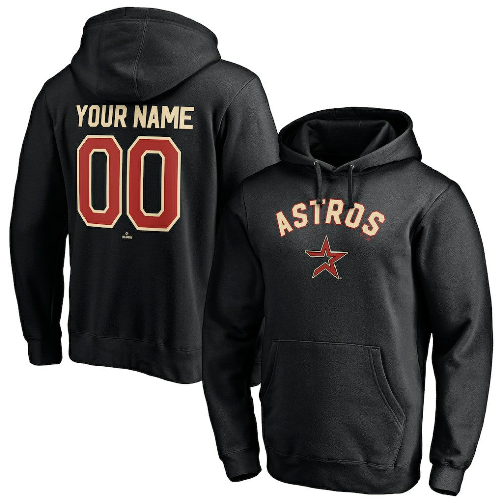 Houston Astros Cooperstown Winning Streak Alternate Personalized Name & Number Pullover Hoodie - Black Hoodies