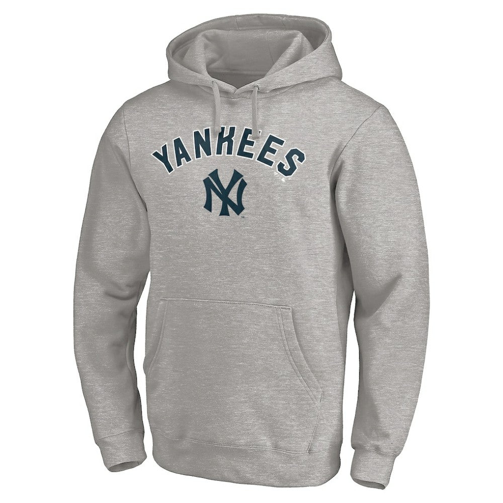 New York Yankees Cooperstown Winning Streak Alternate Personalized Name & Number Pullover Hoodie - Heathered Gray Hoodies