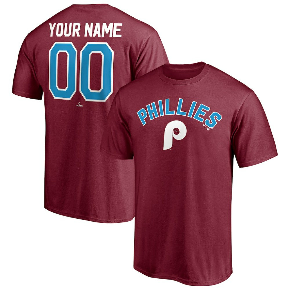 Philadelphia Phillies Cooperstown Winning Streak Alternate Personalized Name & Number T-Shirt - Burgundy T-shirts