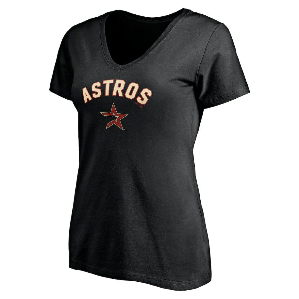 Houston Astros Women's Cooperstown Winning Streak Alternate Personalized Name & Number V-Neck T-Shirt - Black T-shirts