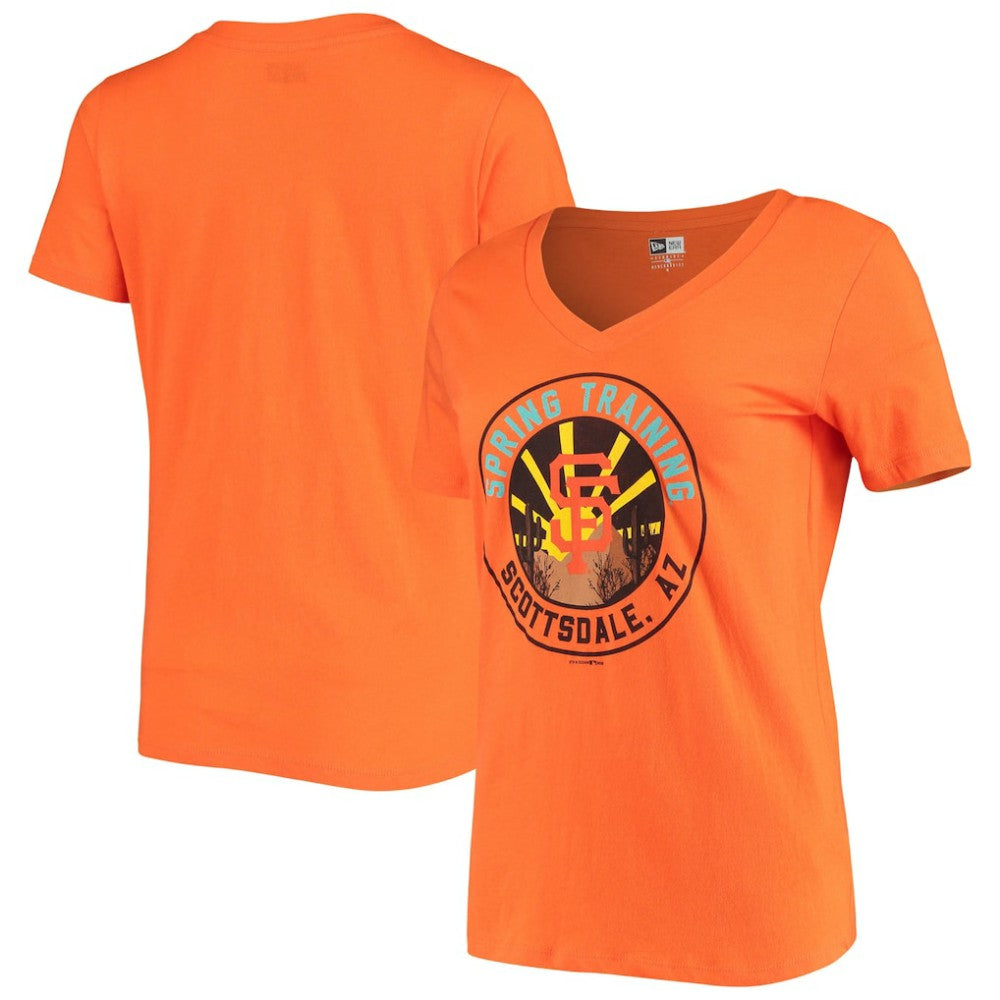 San Francisco Giants New Era Women's Spring Training Circle V-Neck T-Shirt - Orange T-shirts