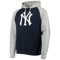 New York Yankees Stitches Raglan Pullover Hoodie - Heathered Gray/Navy Hoodies