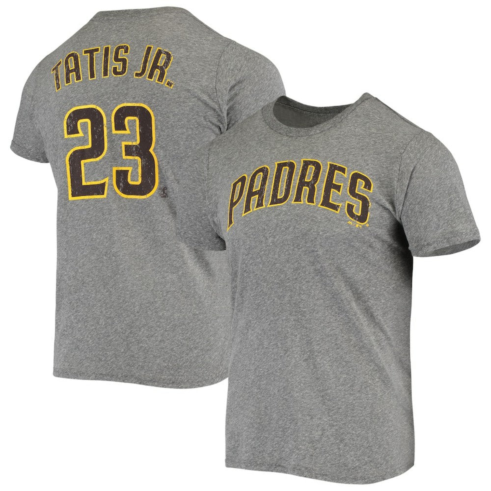 Fernando Tatis Jr. San Diego Padres Majestic Threads Name & Number Tri-Blend T-Shirt - Heathered Gray T-shirts