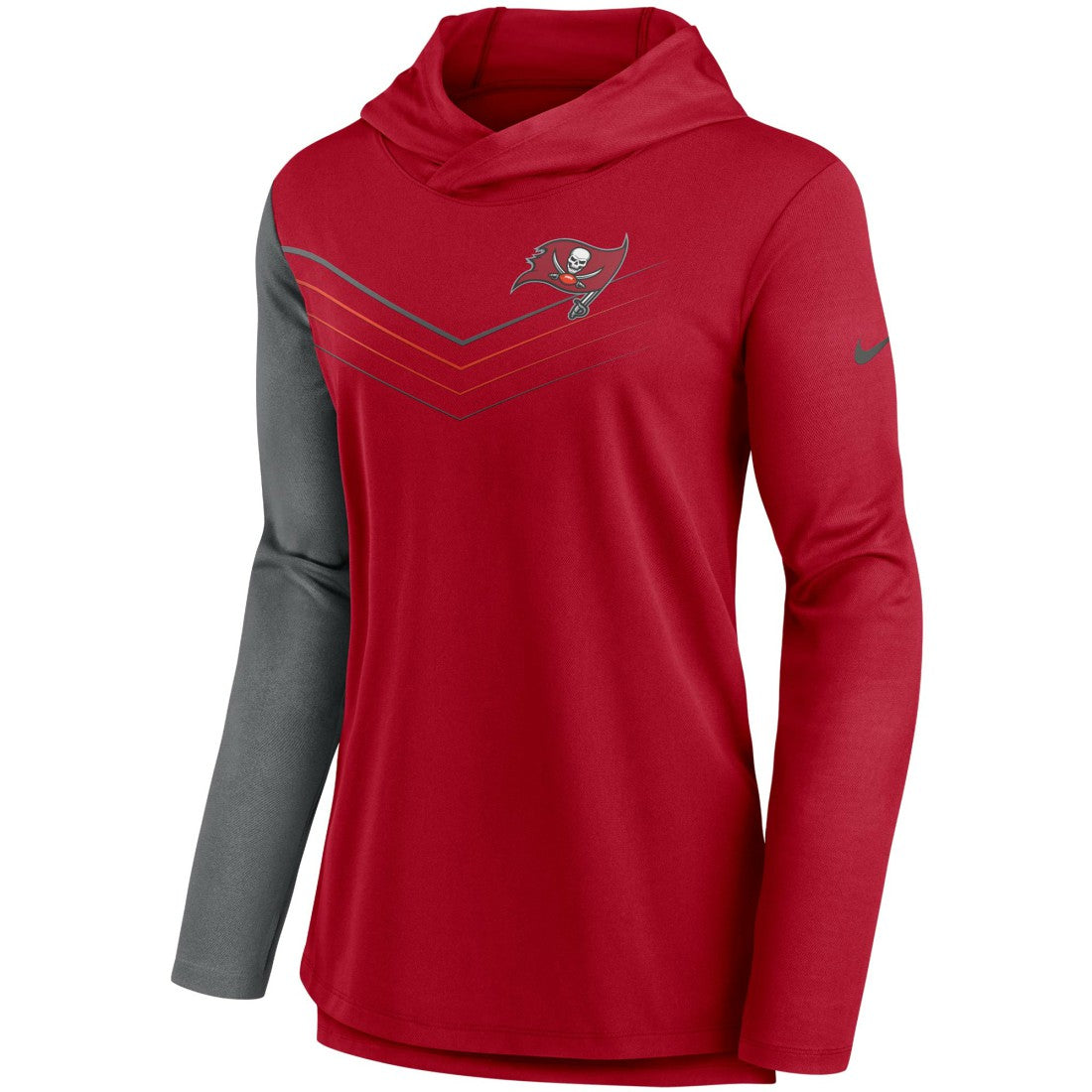 Tampa Bay Buccaneers Women's Chevron Hoodie Performance Long Sleeve T-Shirt Red/Heathered Charcoal