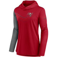 Tampa Bay Buccaneers Women's Chevron Hoodie Performance Long Sleeve T-Shirt Red/Heathered Charcoal
