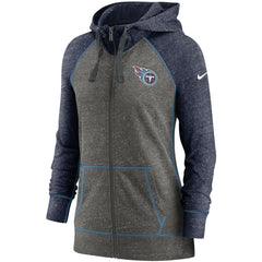 Tennessee Titans Women's Gym Vintage Raglan Full-Zip Hoodie Heathered Charcoal/Navy