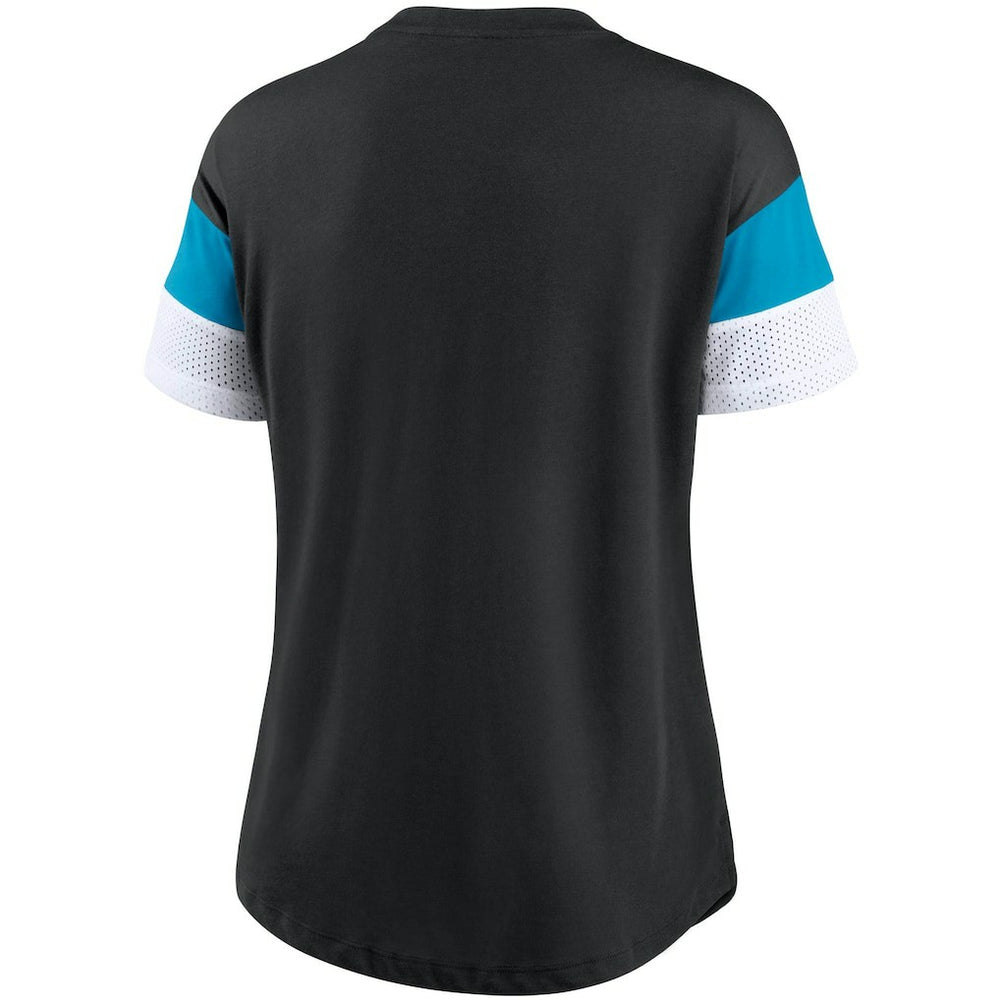 Carolina Panthers Women's Team Logo Fashion Performance Tri-Blend V-Neck T-Shirt Black
