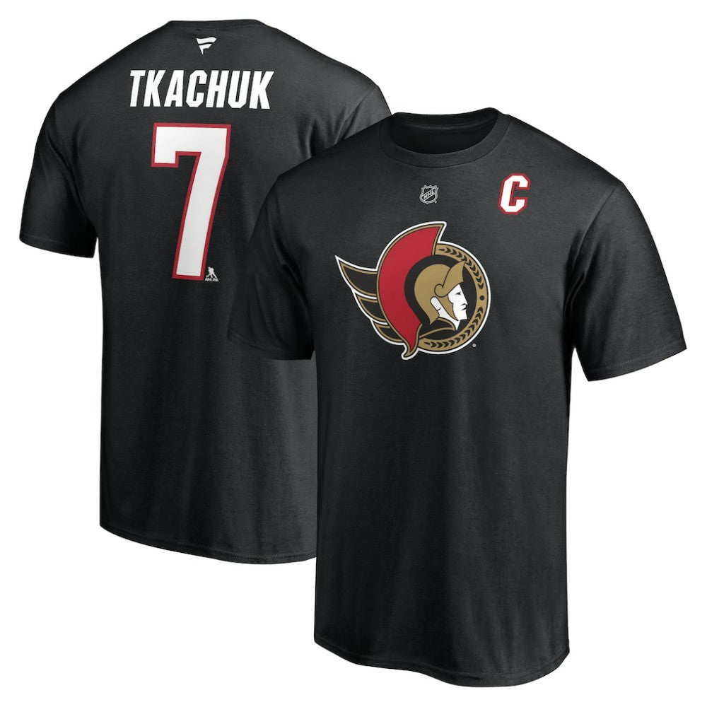 NHL Brady Tkachuk Ottawa Senators Fanatics Authentic Stack Name & Number T-Shirt - Black