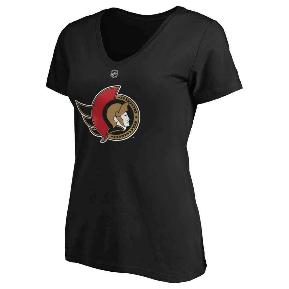 NHL Brady Tkachuk Ottawa Senators Fanatics Women's Authentic Stack Name & Number V-Neck T-Shirt - Black