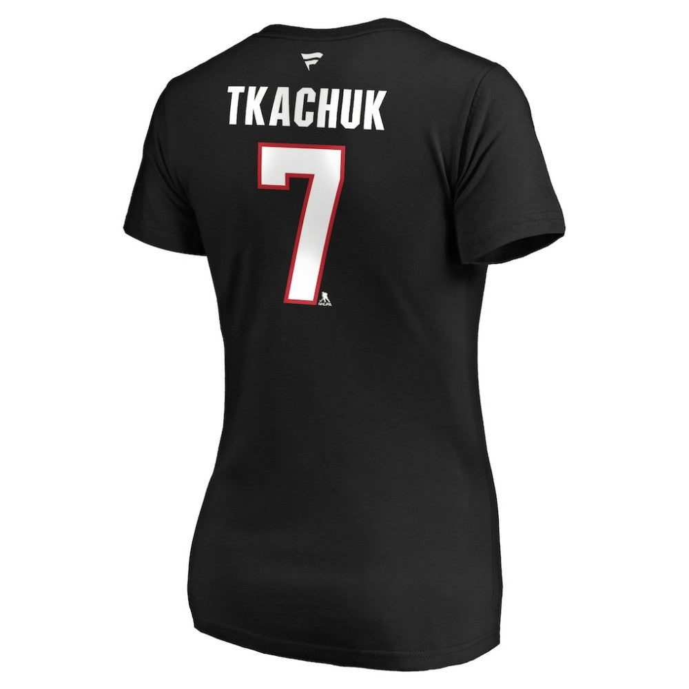 NHL Brady Tkachuk Ottawa Senators Fanatics Women's Authentic Stack Name & Number V-Neck T-Shirt - Black