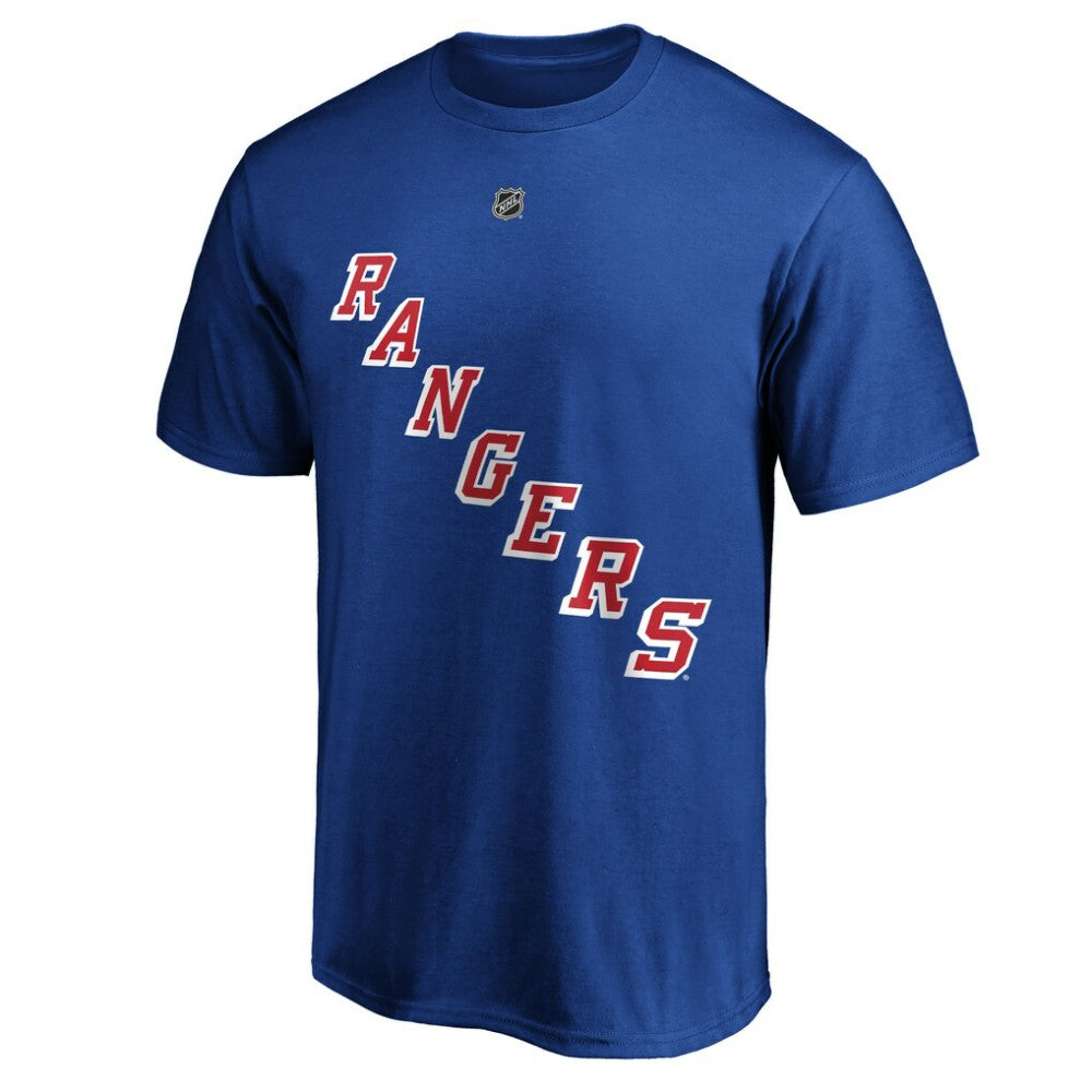 NHL Alexis Lafrenière New York Rangers Fanatics Authentic Stack Name & Number T-Shirt - Blue