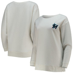 Miami Marlins Concepts Sport Women's Quilted Pullover Sweatshirt - White/Cream Pullover