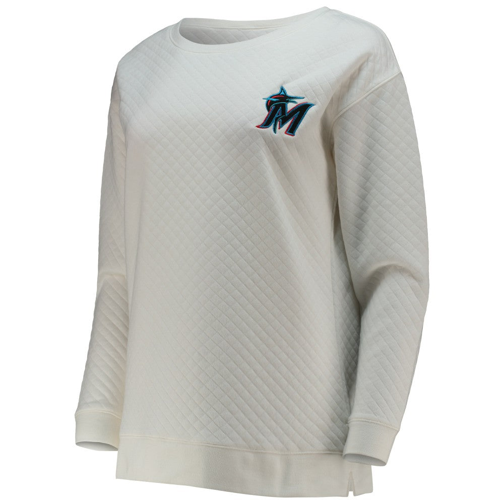Miami Marlins Concepts Sport Women's Quilted Pullover Sweatshirt - White/Cream Pullover