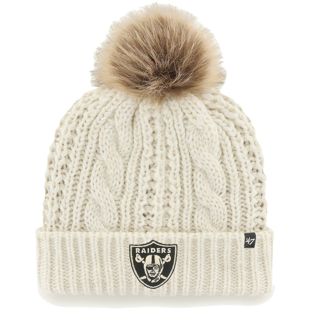 Las Vegas Raiders '47 Women's Team Meeko Cuffed Knit Hat with Pom Cream
