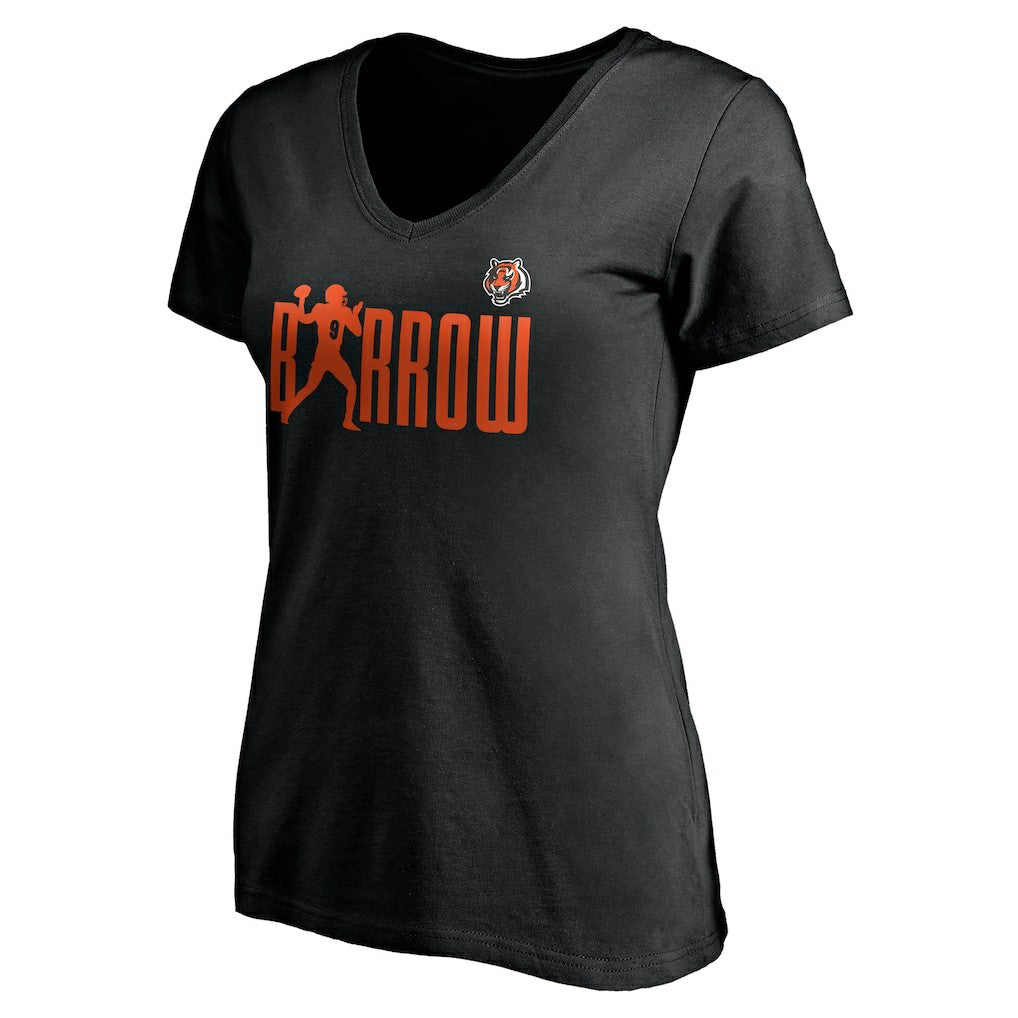 Joe Burrow Cincinnati Bengals Women's Checkdown V-Neck T-Shirt Black