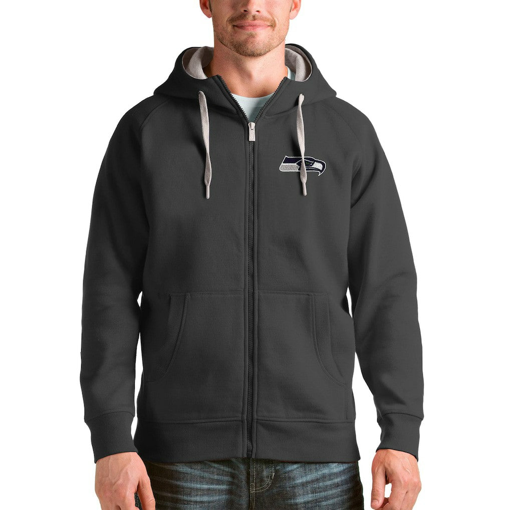 Seattle Seahawks Antigua Victory Full-Zip Hoodie Charcoal