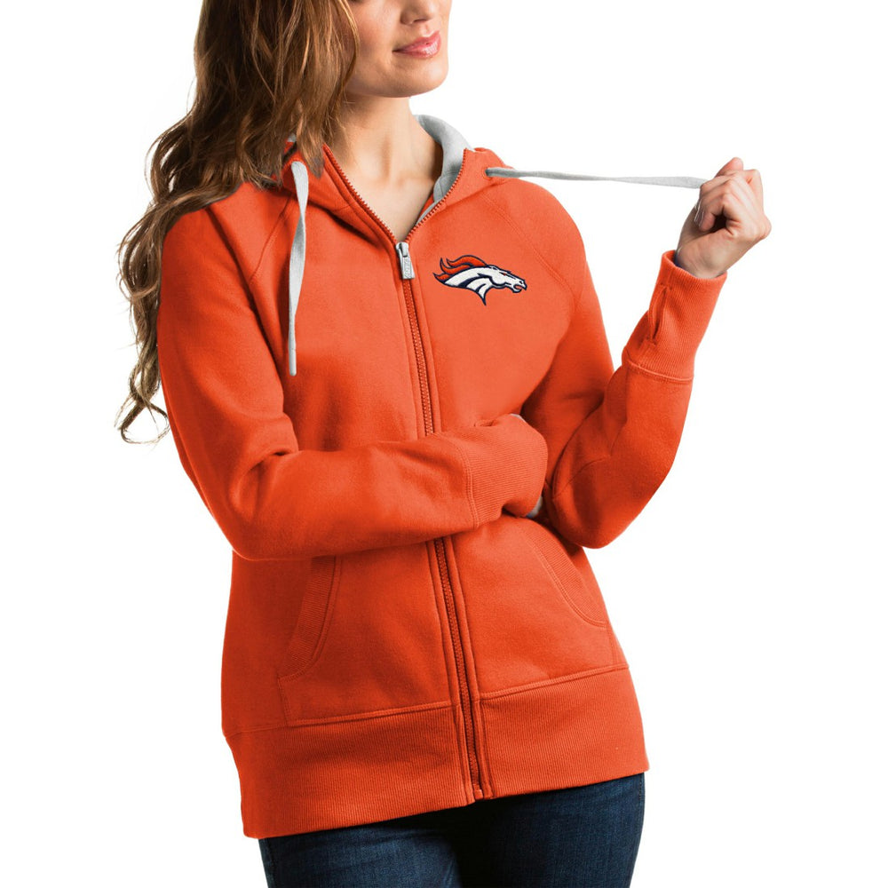Denver Broncos Antigua Women's Victory Full-Zip Hoodie Orange